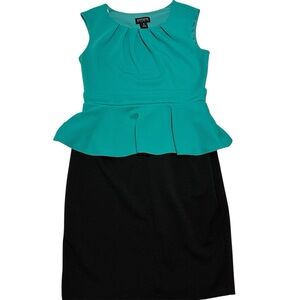Enfocus studio Teal and Black Peplum Dress
